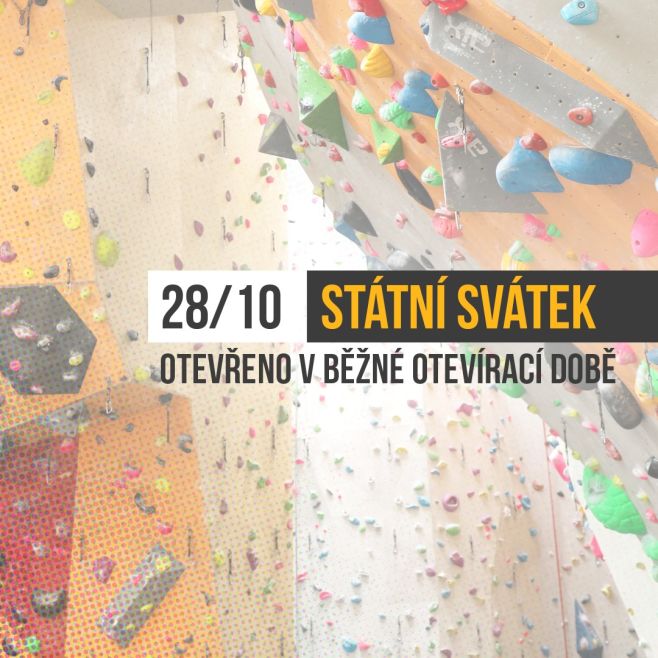 Ve státní svátek v úterý 28. 10. máme otevřeno jako obvykle, od 8 do 22 h. Pokud nevyrážíš na skály, lezení a kafe na...